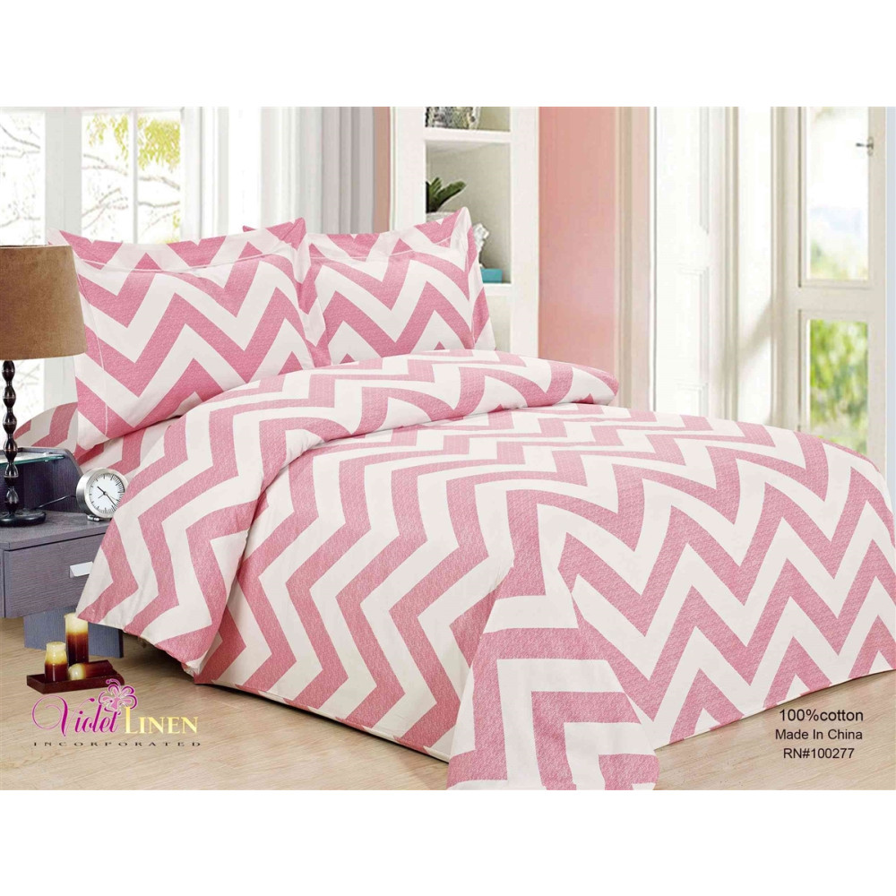 French Pink Waves Cotton Bedding