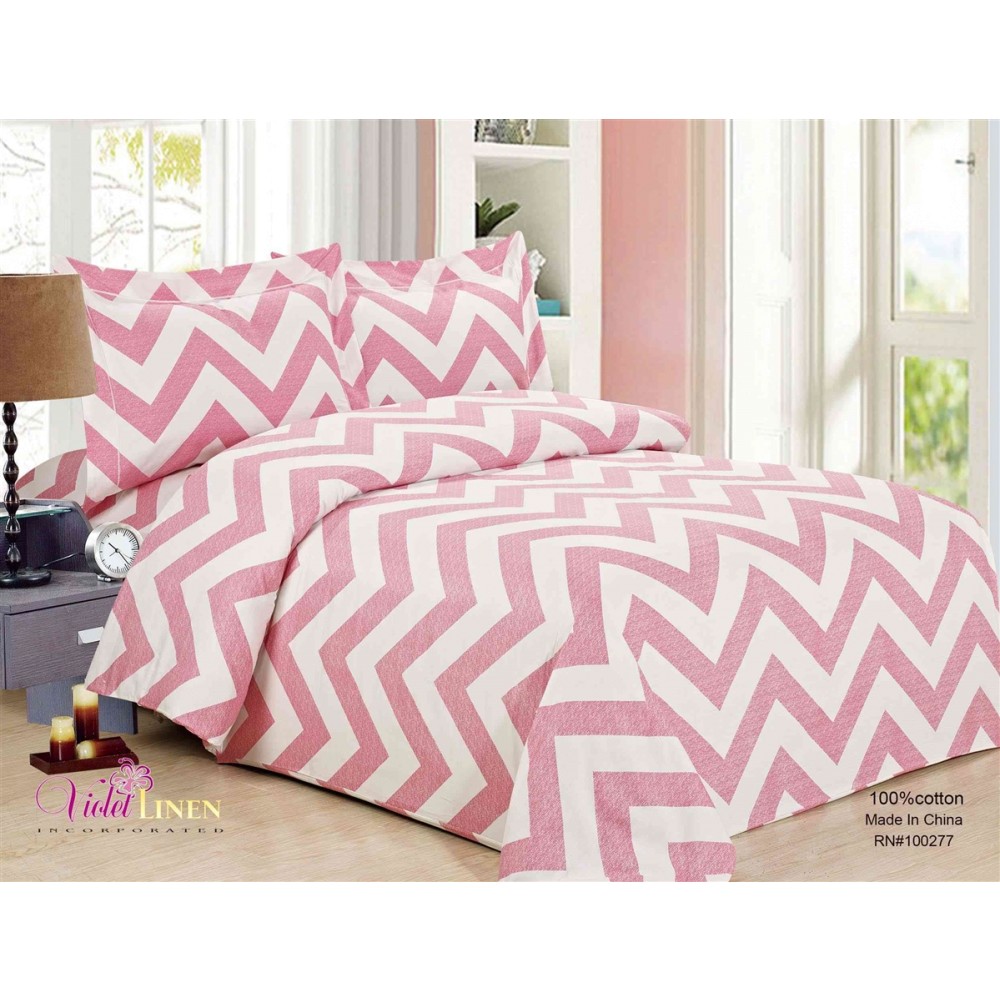 French Pink Waves Cotton Bedding