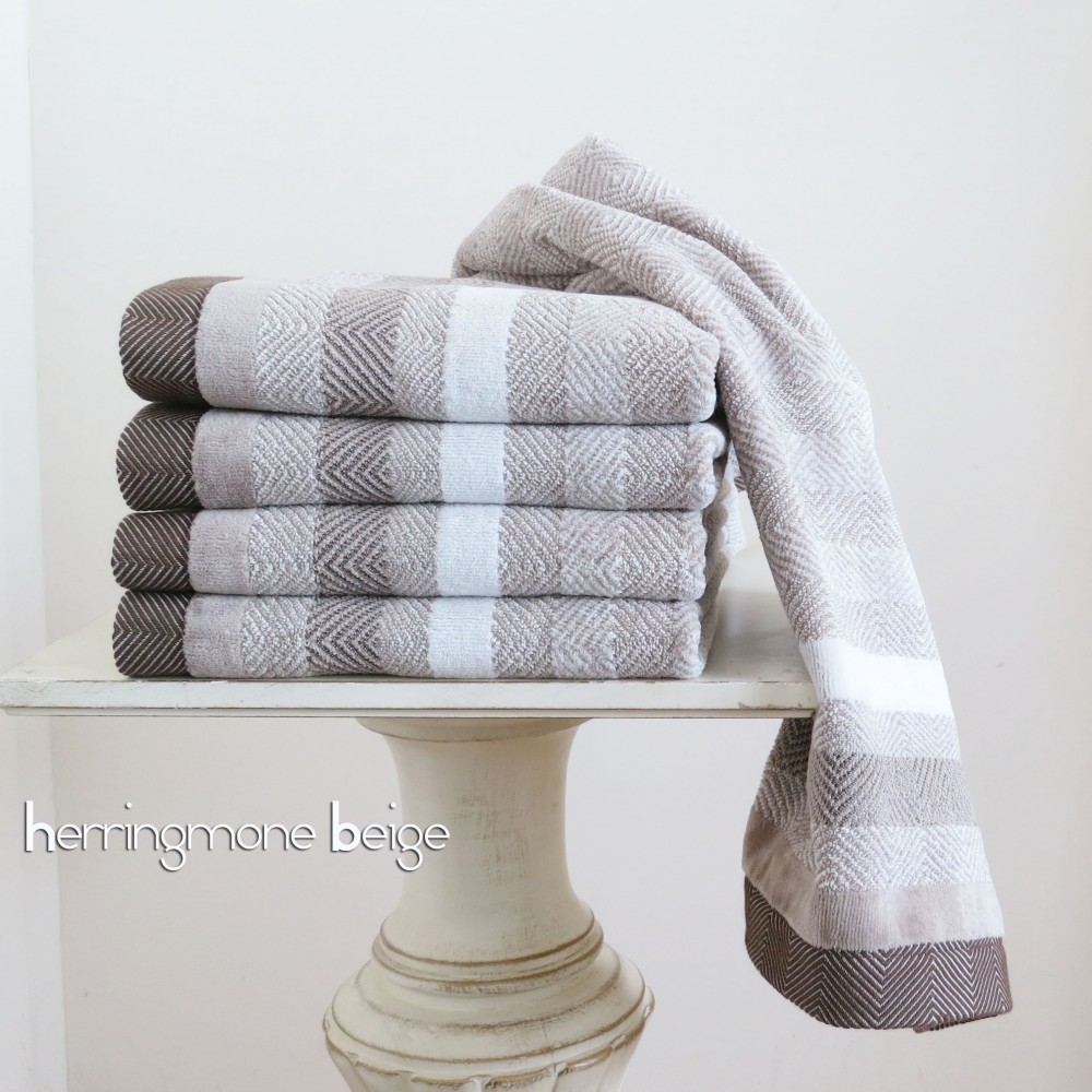 Herringbone Beige Hand Towel