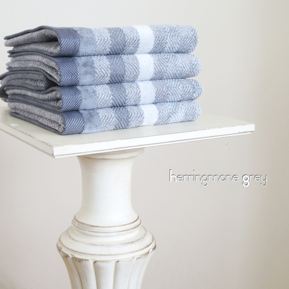 Herringbone Grey Hand Towel