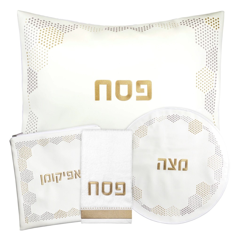 Leather Hexagon Dot Border Pesach Set 