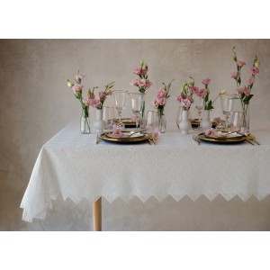 Chambray Lined  Lace Tablecloth